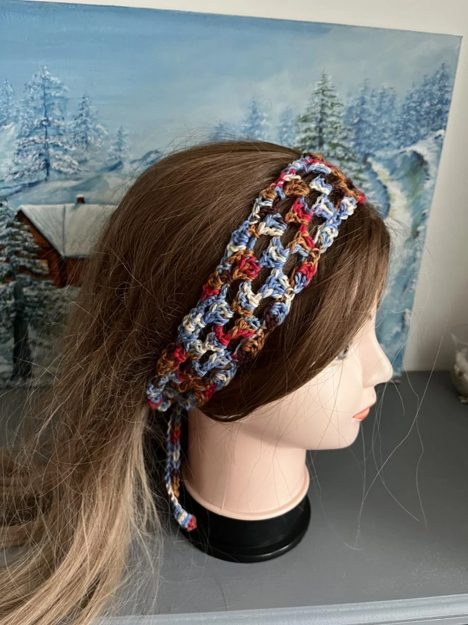 Bandeau Serre tête Headband Stirnband Hoofdband Venda Laine Bleu Blanc Rouge Tai